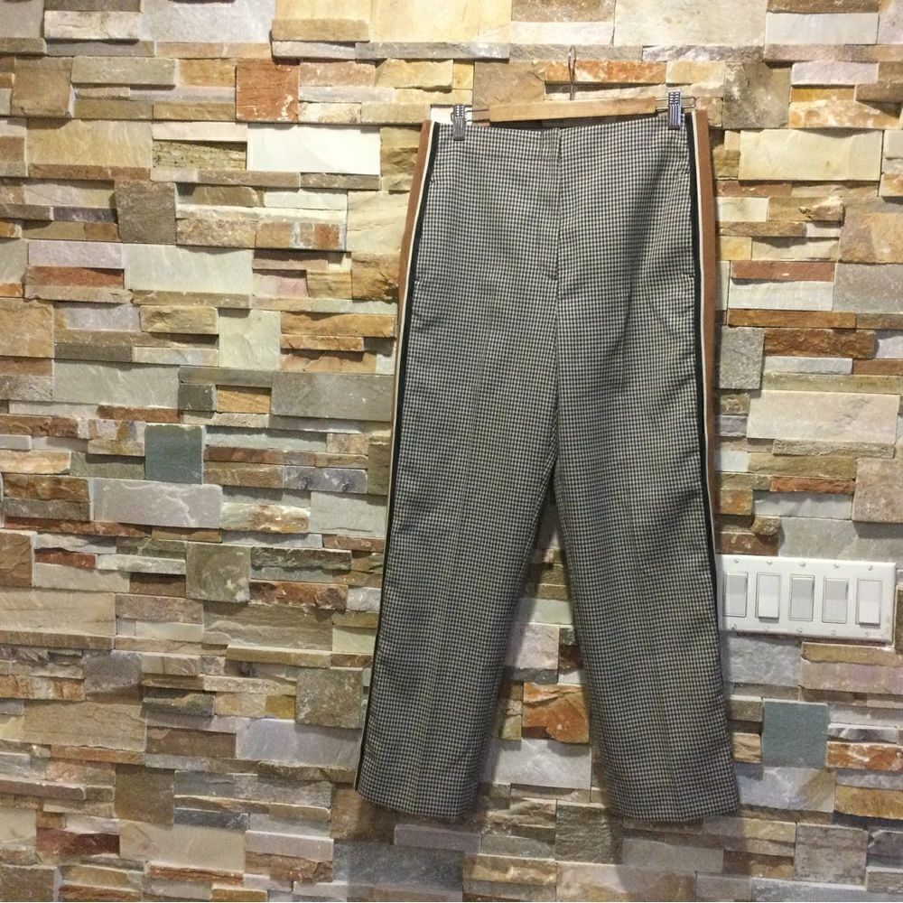 SANDRO Straight Checked Pattern Side Stripes Pants - Picture 2 of 11